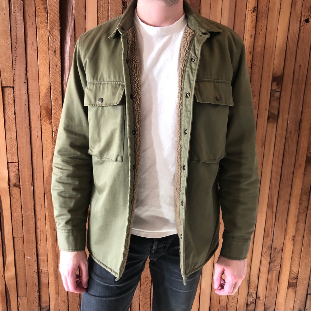 J Crew military style lined shirt jacket